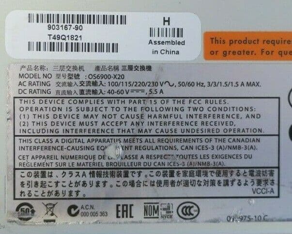 Alcatel-Lucent OmniSwitch OS6900-X20 20x 1/10Gb SFP Port 1U Switch