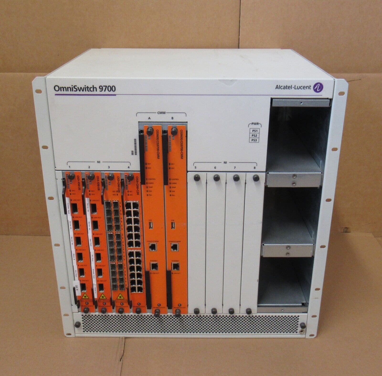 Alcatel OmniSwitch 9700 8-SlotChassis Lan Switch OS9700 Module Cards