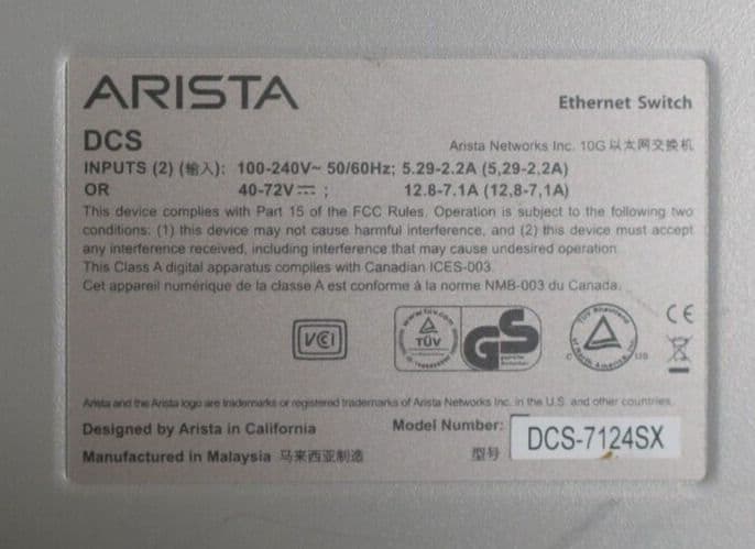 Arista DCS-7124SX-R 24-Port 1/10GbE SFP 1U L2/L3 Managed Switch