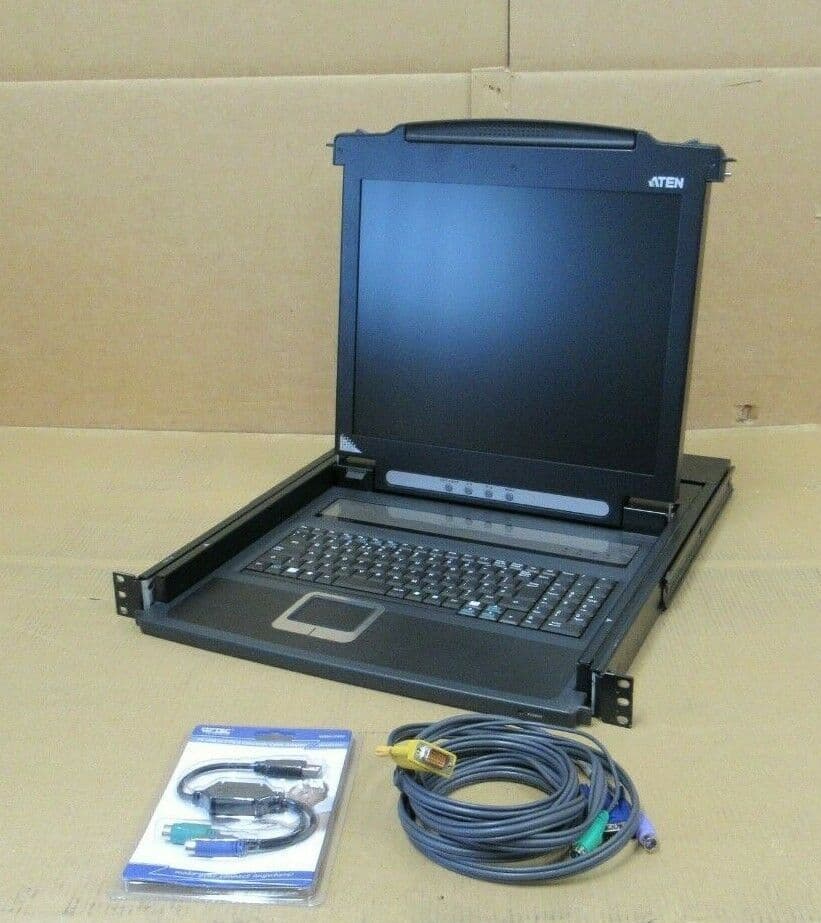 Aten CL1000M - 17" LCD VGA KVM PS/2 1U Rackmount KMM Console Monitor ...