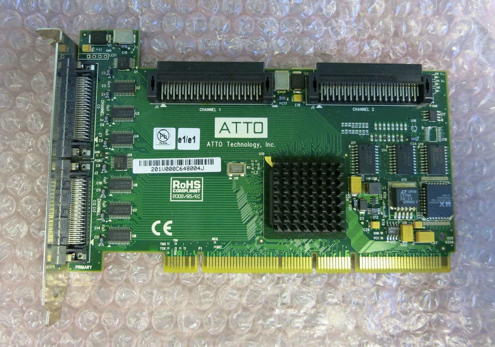 ATTO 0201-PCBX-000 ExpressStripe 2-Channel / Dual SCSI Controller PCI-X ...
