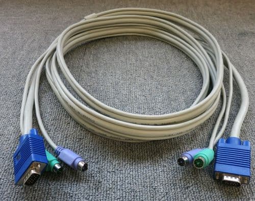 AWM E119932 Style 20513 KVM Cable VGA PS/2 Male To VGA PS/2 Male