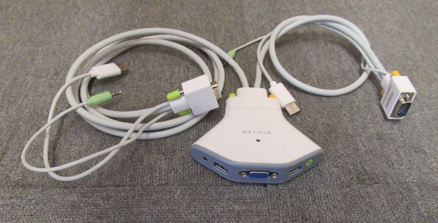 Belkin F1DG102U Flip 2 Port KVM Switch with Remote/Audio For USB VGA