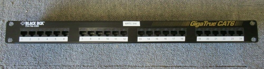 Black Box JPM610A-R7 24 Port 1U GigaTrue Cat 6e RJ45 Patch Panel Rack Mountable