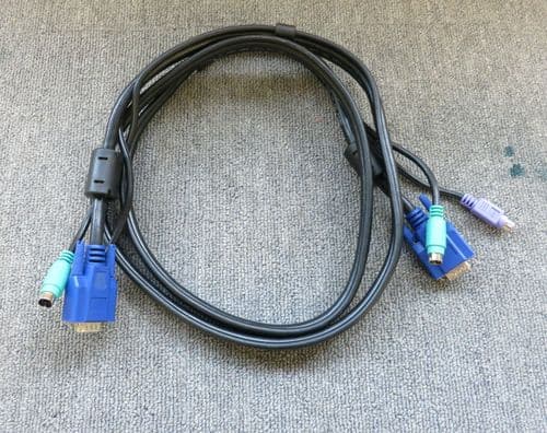 Black Copper 1.5M KVM VGA Male To Male PS/2 Mouse Keyboard Connector Cable
