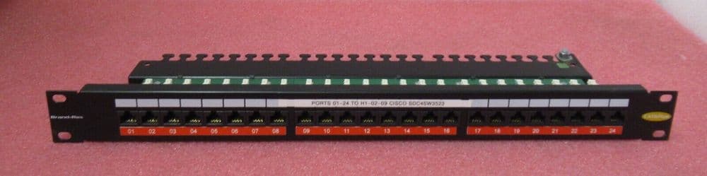 Brand-Rex C6CPNLU24012M 24 Port Cat6Plus Cat6 RJ45 Keystone Patch Panel 1U Black (1)