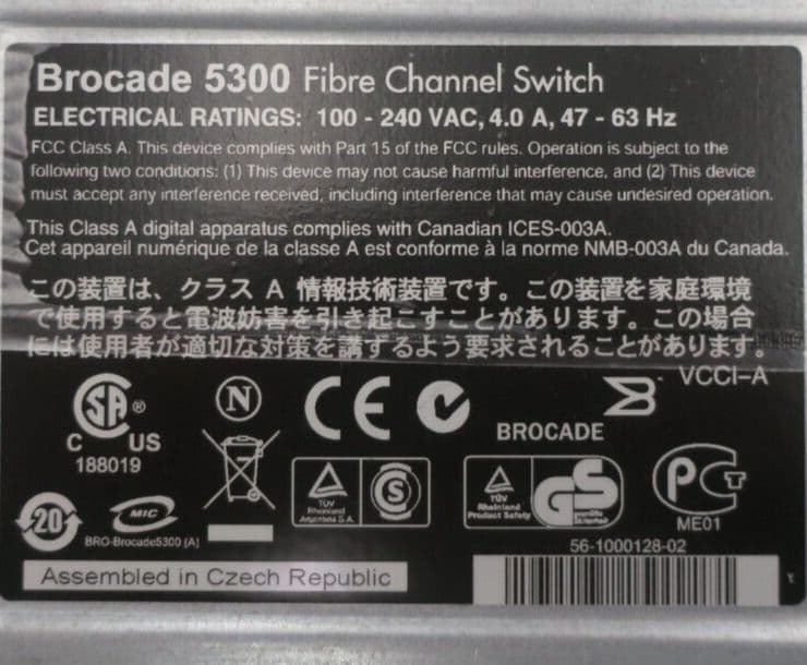 Brocade 5300 5320 80x 8Gb FC SFP Port 80-Active Ports 2U Switch SN-5320 ...