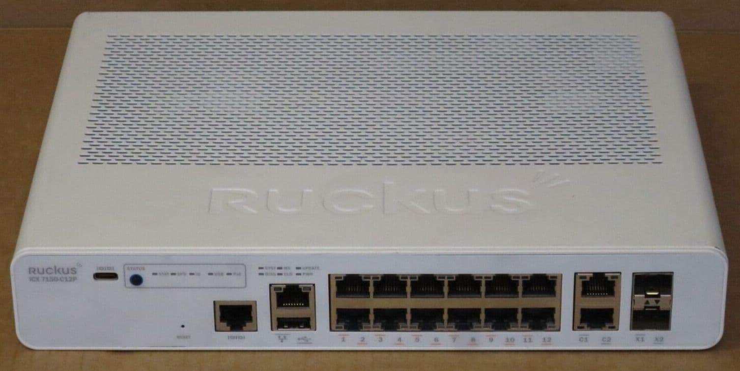 Brocade Ruckus ICX 7150 12-Port RJ45 PoE 2x 10Gb SFP Stack ICX7150-C12P ...
