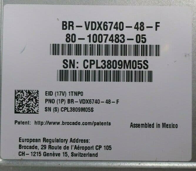 Brocade VDX 6740 BR VDX6740 48 F 48x 10GbE SFP 4x 40Gb QSFP Ethernet Switch Brocade VDX 6740 BR VDX6740 48 F 48x 10GbE SFP 4x 40Gb QSFP Ethernet Switch