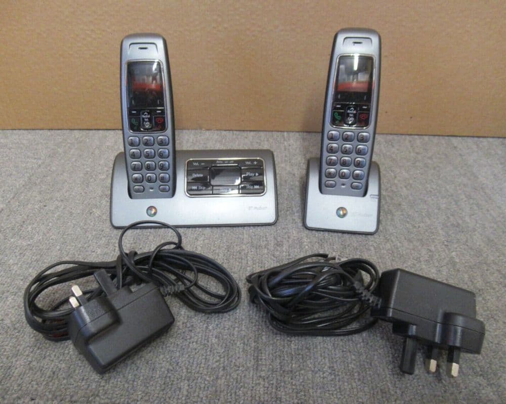 BT Hudson 1500 Twin DECT Cordless Phone With Answer Machine Gun Metal/Black