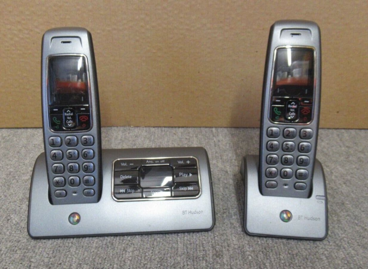 BT Hudson 1500 Twin DECT Cordless Phone With Answer Machine Gun Metal/Black