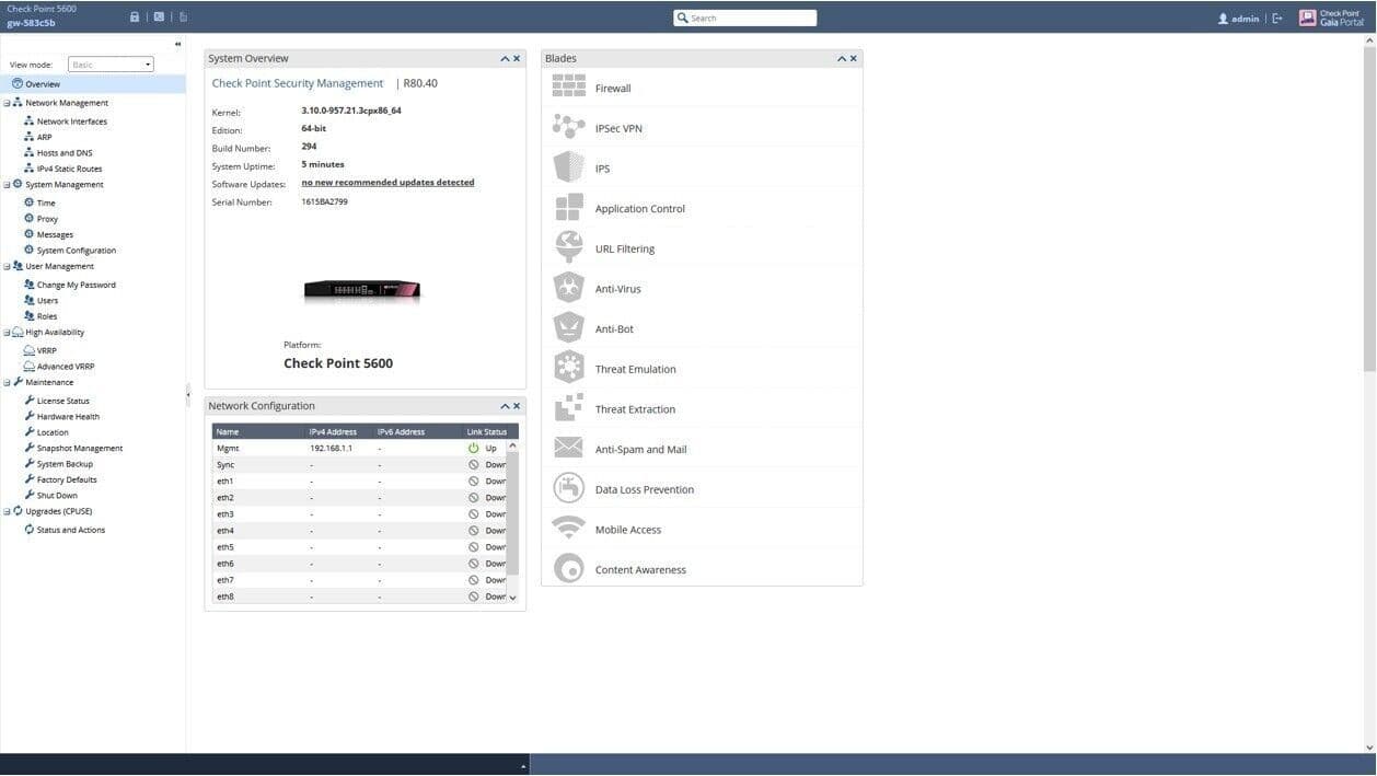 Checkpoint 5600 Security Gateway Appliance Firewall Rackmount PL-20 2x PSU