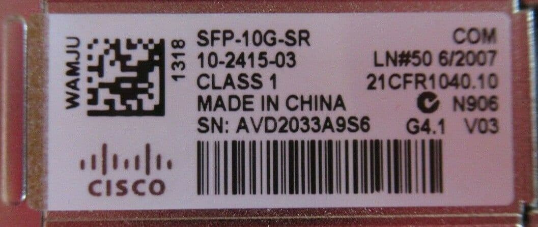 Lot of 22 CISCO SFP-10G-SR 10-2415-03 Transceiver Modules - A Lot of 22 CISCO SFP-10G-SR 10-2415-03 Transceiver Modules - A