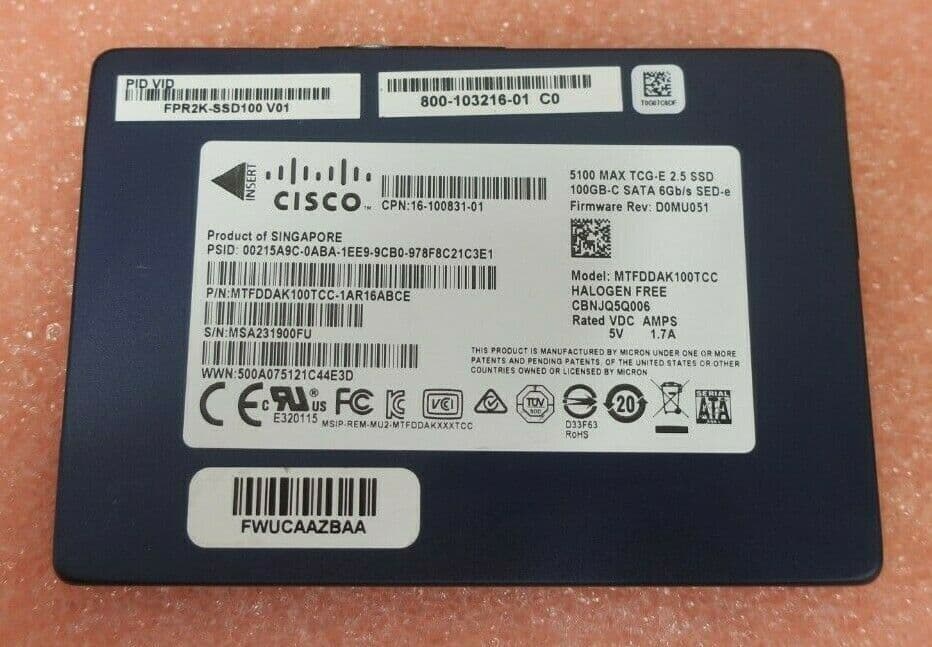 Cisco 100gb Sata 6g 2 5 Sed Solid State Drive Ssd Mtfddak100tcc Fpr2k Ssd100 Cisco 100gb Sata 6g 2 5 Sed Solid State Drive Ssd Mtfddak100tcc Fpr2k Ssd100