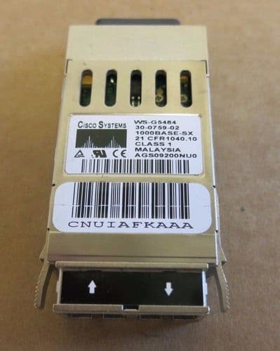 Cisco 30-0759-02 WS-G5484 1000 BASE-SX 850NM Short Wave Fiber GBIC Module