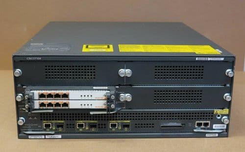 Cisco 7304 Series 4-Slot Router Chassis 1x C7304-NPE-G100 2x SPA-4FE 2x PSU