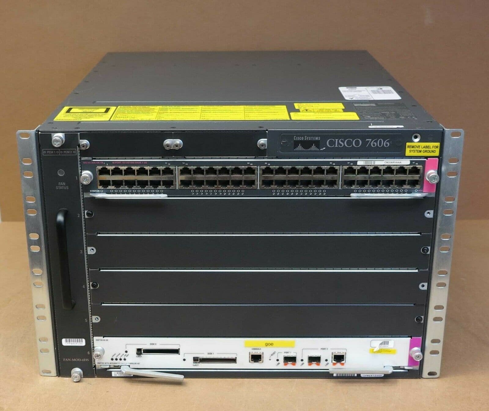 Cisco 7606 Router Chassis 7U 1x WS-X6148A-GE-TX 1x RSP720-3C-GE 2x ...