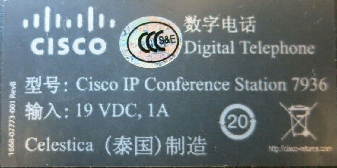 Cisco 7938 IP Conference Phone Power Supply No AC Power Adapter