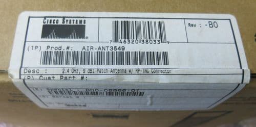 Cisco AIR-ANT3549 Aironet High-Gain Patch Wall Mount 2.4 GHz Antenna 9 dBi