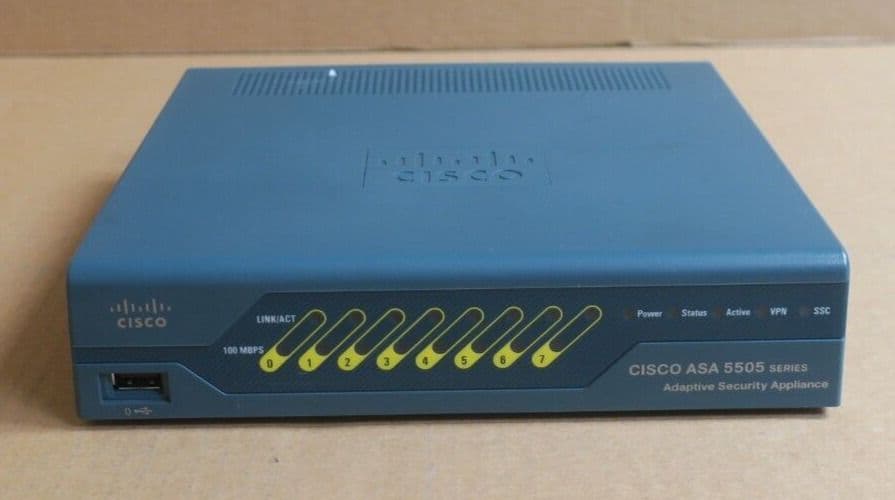 Cisco ASA5505-SEC-K9 Firewall – 512MB RAM, 128MB Flash, IOS 9.24, Security Plus License (Used)