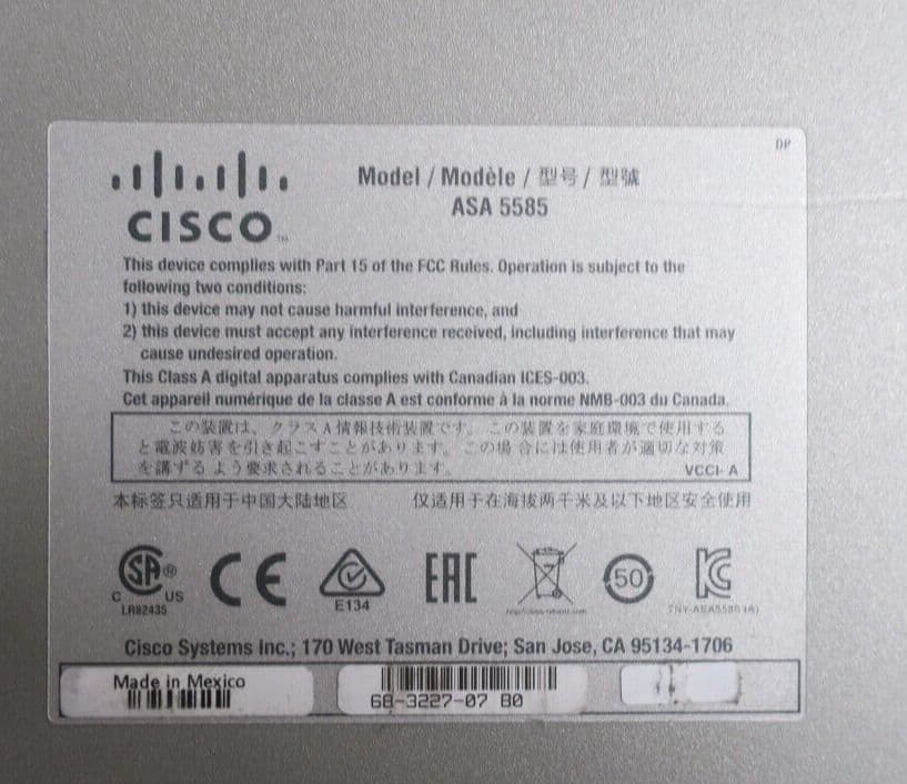 Cisco ASA 5585-X Firewall SSP-20 8x 1GbE 2x 10G SFP Module