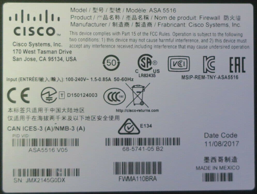 Cisco ASA5508 Rack Mount Bracket Or Cisco ASA5516 Rack Mount Bracket Screws