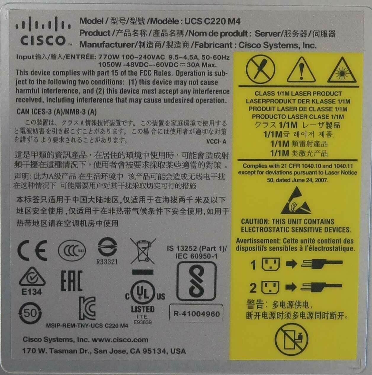 サーバー Cisco UCS C220 M4 E5-2630V4 32G サーバー Cisco UCS C220 M4 E5-2630V4 32G Cisco UCS C220 M4