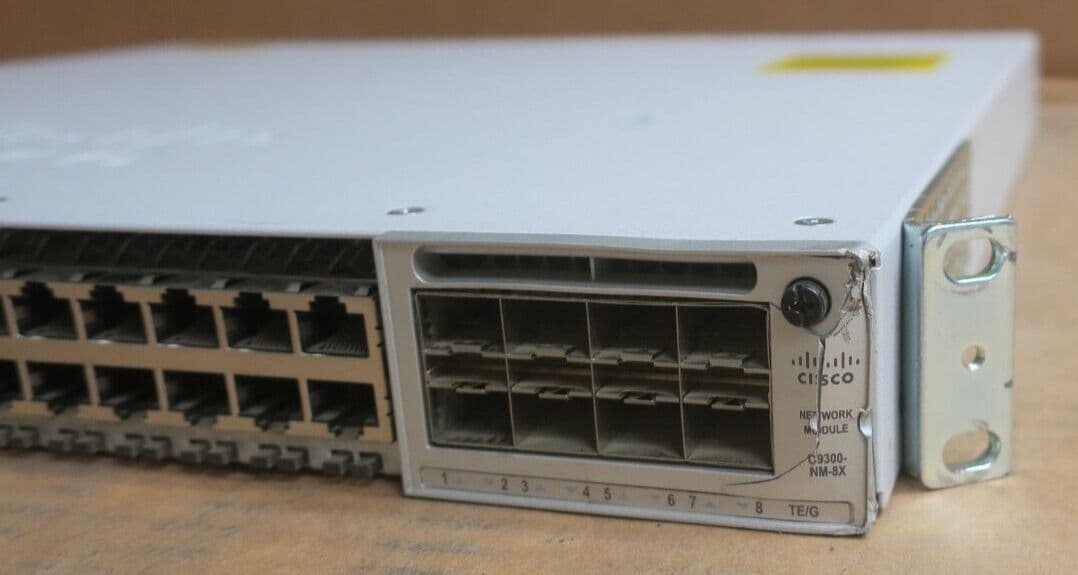 C9300 Switch Rear Cisco Catalyst C9300-48P-E 48-Port PoE L3 RJ45 Network Switch C9300-NM-8X