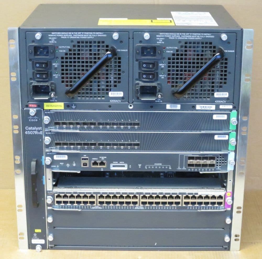 Cisco Catalyst WS-C4507R E 1x Supervisor 1x 48-Port POE 2x 12-Port SFP ...