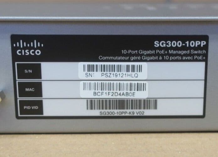 Cisco SG300-10PP 8x 1GbE PoE 2x Combo 1Gb SFP Ports L3 1U