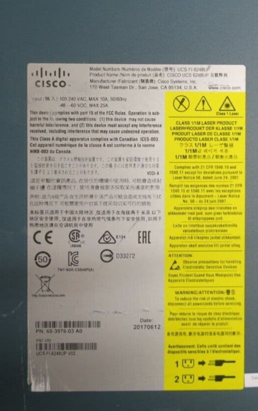 Cisco UCS 6248UP 32Port 10Gb SFP Fabric Interconnect Switch UCSFI6248UP