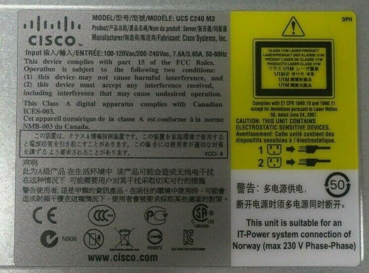Cisco UCS C240 M3 2x Quad-Core E5-2609v2 2 5GHz 192GB 12x 3 5