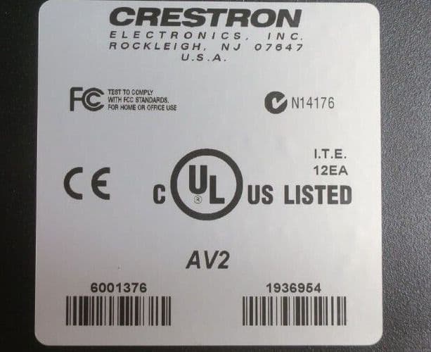 Crestron AV2 3-Slot Audio Visual Control Processor 6500064 6001376 1x ...