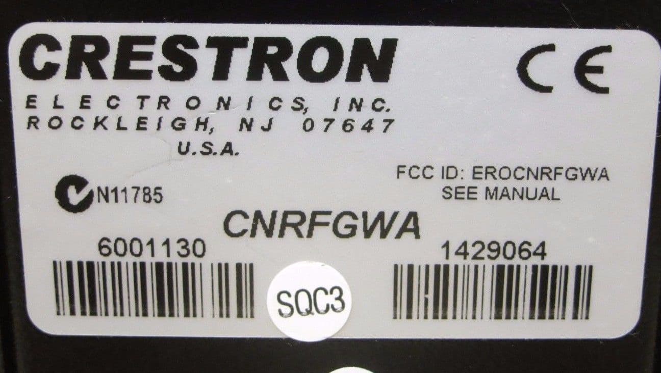Crestron CNRFGWX 433 92MHz 1Way RF Gateway Receiver