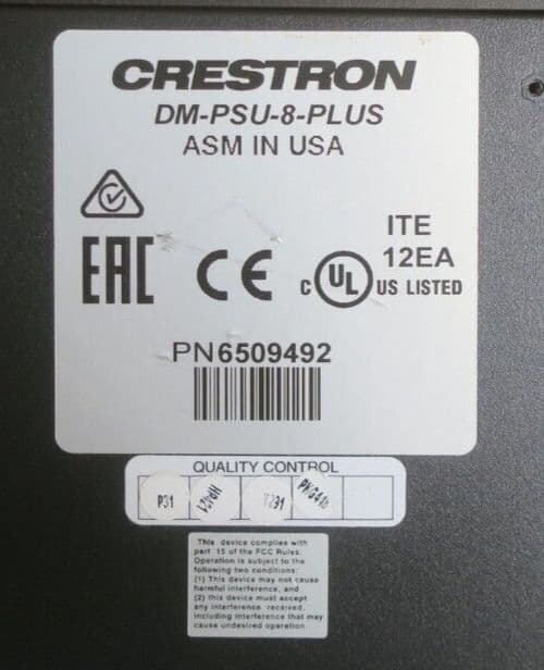 Crestron DM Power Supply 8x RJ45 PoDM Ports DMPSU8PLUS For DM 8G I/O