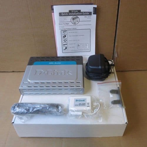 D-link DSL-504T/UK ADSL Router Built In 4-Port Switch Stand Charger Adapter
