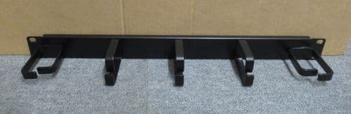 Data Rack Cabinet Cable Tidy Bar 19" 1U Vertical Black 5 Ring Hoops