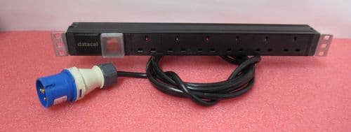 Datacel PDU6UK/C16 6 Way Horizontal PDU 6 UK Socket 16A IEC 60309 Plug Switched