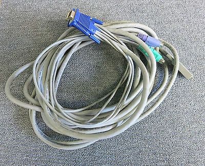 Dell 0G627 PowerEdge Rack 4210 Dual KVM 15 Pin Male PS/2 12ft Cable