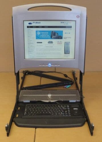 Dell 15FP 1U Rack Mount TFT KB Trackball With Rack Rails + Keyboard 4U133/04U133