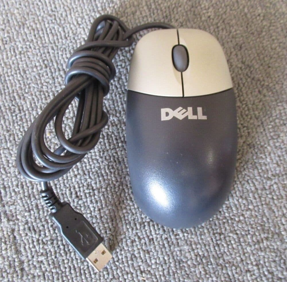 Dell 20-15601DL01 D1161 Black And Silver USB Wired 3-Button Optical Mouse
