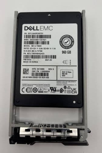 Dell 960GB 2.5" SAS 12G RI TLC HotPlug SSD K74WN MZ-ILT960C + 14th Gen Caddy