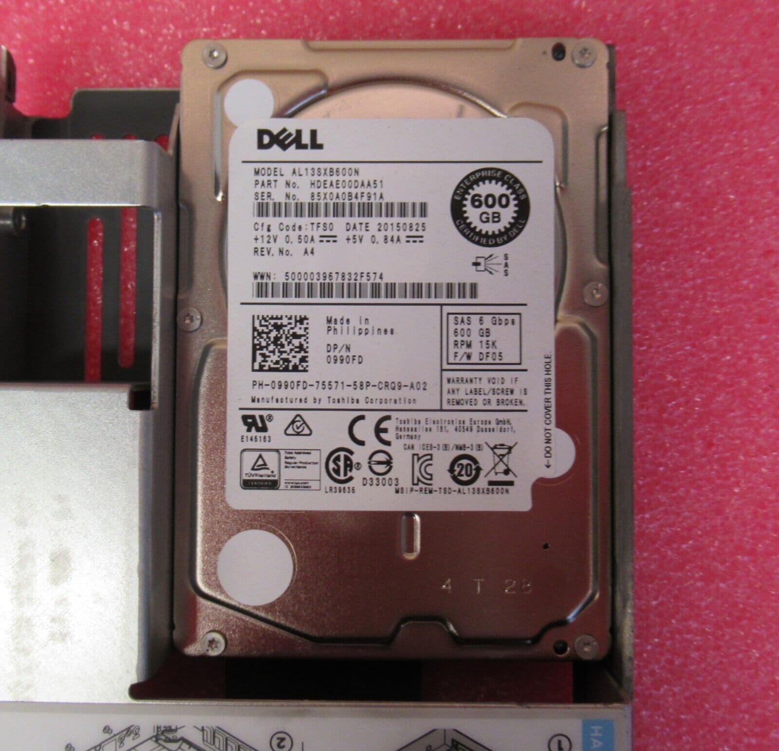 HDD Dell 146GB 2.5'' SAS 6Gbps 15k &ndash; Ricondizionato Con Tray 0W330K Per Server R710 R610
