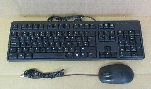 Dell C643N Black UK QWERTY USB Wired Keyboard + Dell 2 Button Mouse 9RRC7