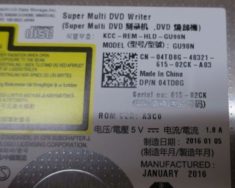 Dell DVD /RW 8x Multi Recorder Optical Slimline DVD Disc Drive 4TD8G