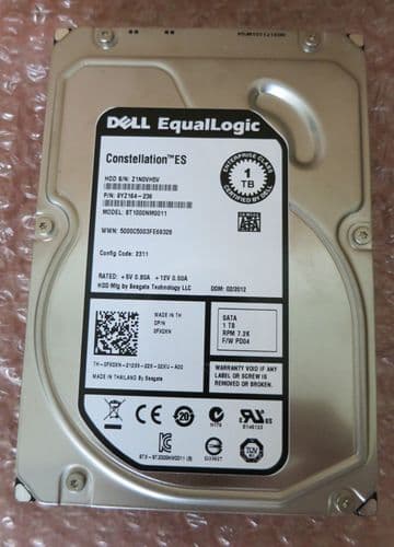 Dell EqualLogic 1TB 7.2K SATA ST1000NM0011 9YZ164-236 FX0XN FW PD04 Hot Plug