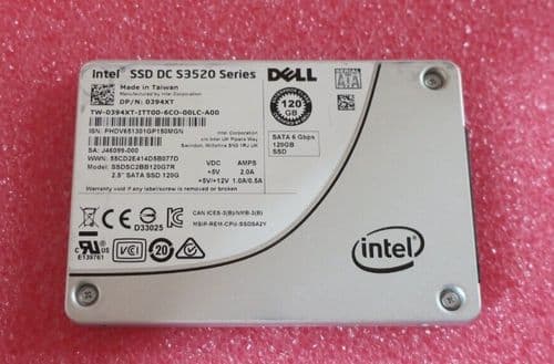 Dell Intel DC S3520 120GB SATA 2.5" 6Gb/s RI MLC SSD SSDSC2BB120G7R 394XT