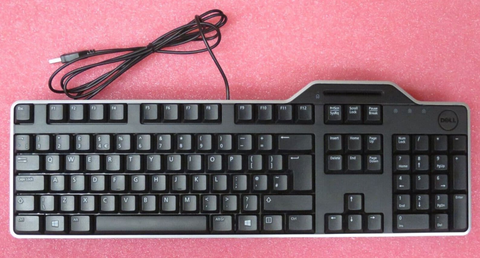 Dell KB813 Smartcard Reader UK QWERTY Wired USB Keyboard Black RHJ8Y 0RHJ8Y
