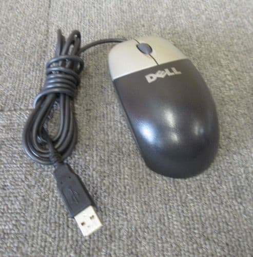 Dell MO56UOA D1161 0D1161 Black And Silver USB Wired 3-Button Optical Mouse
