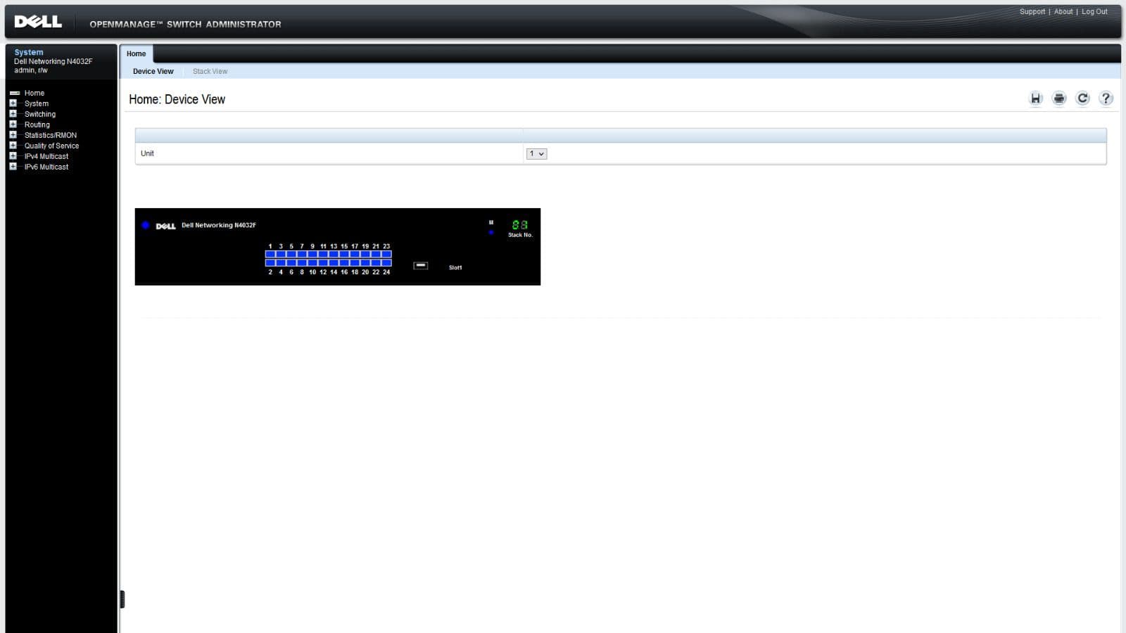 Dell Networking N4032F 24x 1/10GbE SFP Port L3 1U Switch 5KGDH 2x PSU Rails
